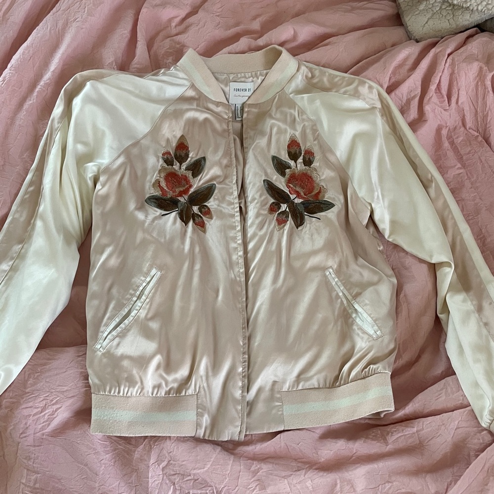 Floral pink bomber jacket